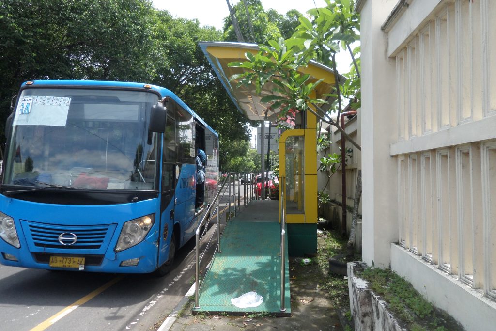 Bus stop in Yogyakarta